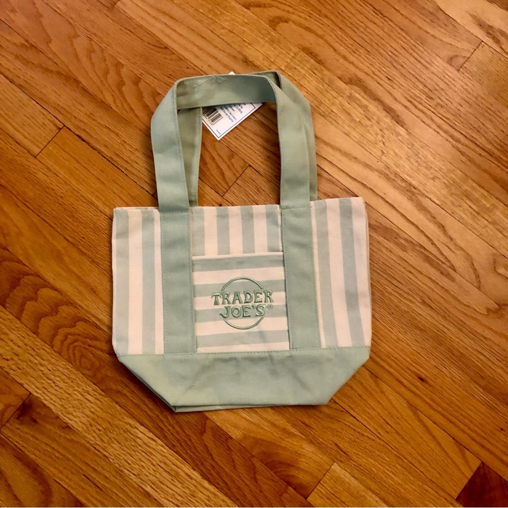 Sage Green Striped Trader Joe’s Tote Bag hard to get !!!